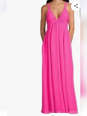 Area stars Hot Pink V-Neck Sleeveless Maxi Dress